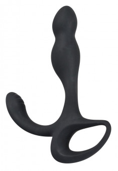 Черный силиконовый стимулятор простаты Plug with Perineum Stimulator, Orion