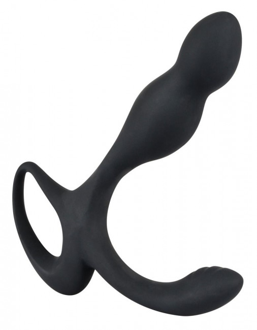 Черный силиконовый стимулятор простаты Plug with Perineum Stimulator, Orion