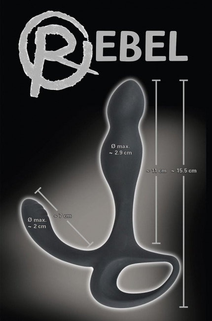 Черный силиконовый стимулятор простаты Plug with Perineum Stimulator, Orion
