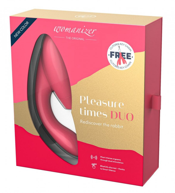 Розовый стимулятор Womanizer DUO с вагинальным отростком Розовый стимулятор Womanizer DUO с вагинальным отростком