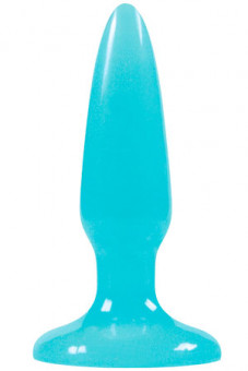 Голубая анальная пробка, светящаяся в темноте, Firefly Pleasure Plug Mini - 8,1 см., NS Novelties