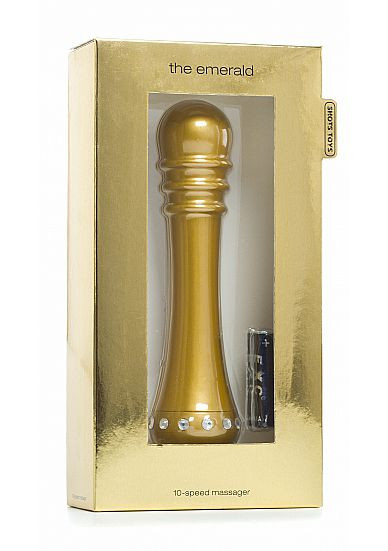 Вибратор с ребристой головкой The Emerald Gold - 16,3 см., Shots Media BV