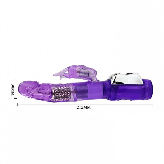 Фиолетовый вибратор Super Sex Rabbit - 21,5 см., Baile