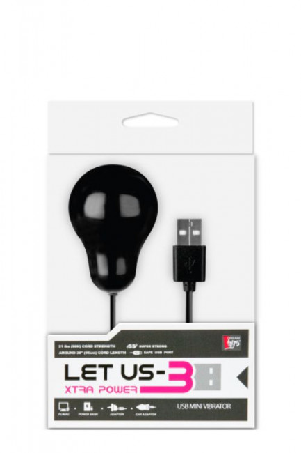Чёрный вибростимулятор с питанием от USB-порта LET US-B BULLET EXTRA LARGE BLACK, Dream Toys