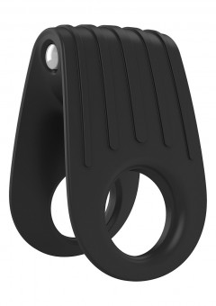 Двойное чёрное эрекционное кольцо с вибрацией, OVO