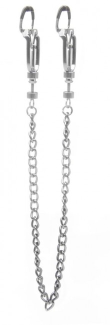 Серебристые зажимы на соски с цепочкой Helix Nipple Clamps, Shots Media BV