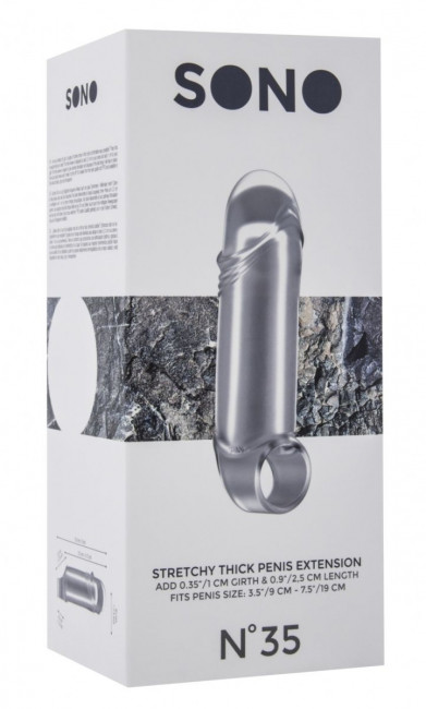 Прозрачная увеличивающая насадка с кольцом N35 Stretchy Thick Penis - 15,2 см.