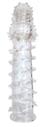 Закрытая прозрачная рельефная насадка с шипиками Crystal sleeve - 13,5 см., Bior toys