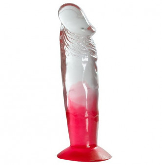 Красный фаллоимитатор с прозрачным стволом без мошонки - 17,8 см., Dream Toys