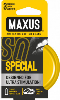 Презервативы с точками и рёбрами в железном кейсе MAXUS Special - 3 шт., Maxus