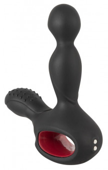 Черный вибромассажер простаты с нагревом и ротацией Prostate Plug - 14,5 см., Orion