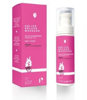 Массажное масло для тела DELICE DELUXE MASSAGE с ароматом клубники - 50 мл., YESforLOV