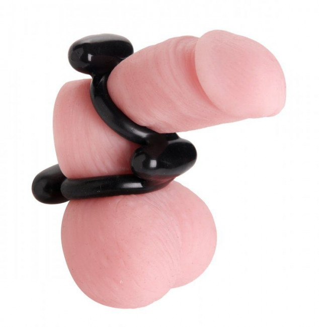 Двойное эрекционное кольцо Dual Stretch To Fit Cock and Ball Ring, XR Brands Двойное эрекционное кольцо Dual Stretch To Fit Cock and Ball Ring, XR Brands