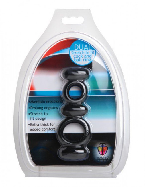 Двойное эрекционное кольцо Dual Stretch To Fit Cock and Ball Ring, XR Brands Двойное эрекционное кольцо Dual Stretch To Fit Cock and Ball Ring, XR Brands