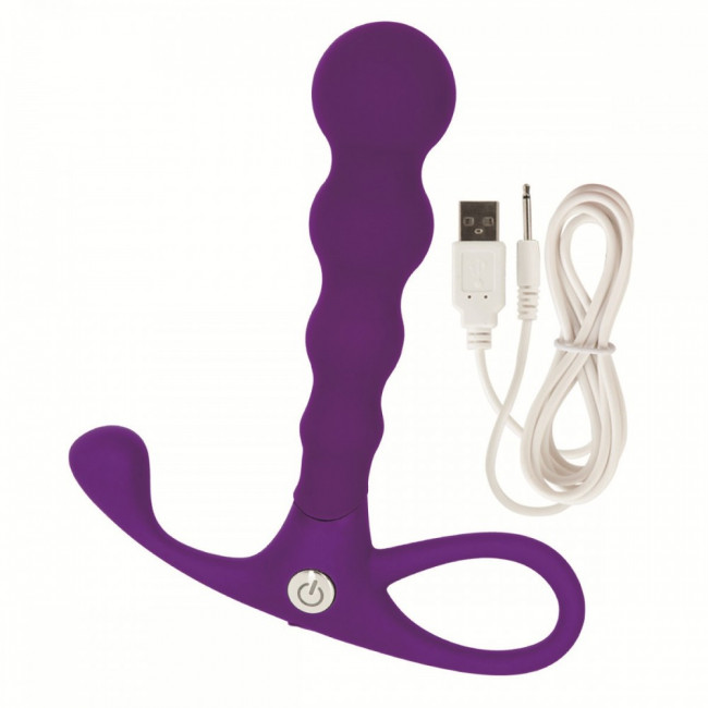 Фиолетовый анальный вибромассажер Embrace Beaded Probe, California Exotic Novelties