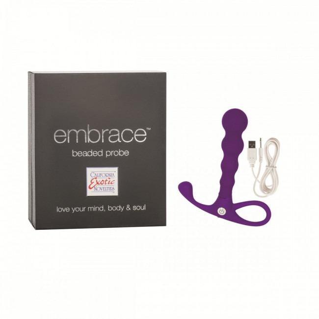 Фиолетовый анальный вибромассажер Embrace Beaded Probe, California Exotic Novelties