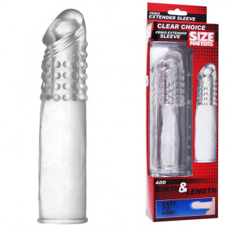 Прозрачная насадка с массажными точками Size Matters - 14 см., XR Brands