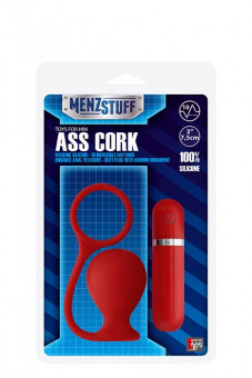 Красная вибровтулка MENZSTUFF ASS CORK WIDE - 7,5 см. , Dream Toys