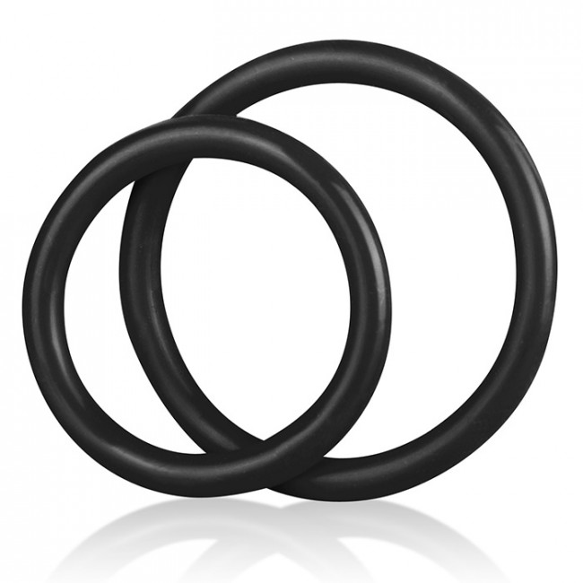 Набор из двух черных силиконовых колец разного диаметра SILICONE COCK RING SET, BlueLine