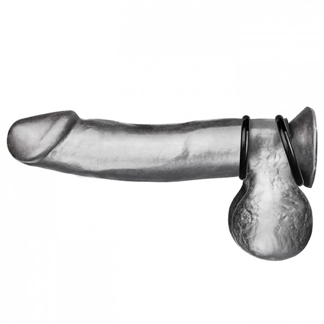 Набор из двух черных силиконовых колец разного диаметра SILICONE COCK RING SET, BlueLine