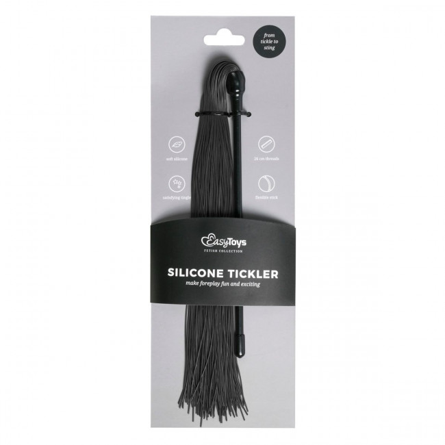 Плеть с черными силиконовыми хвостами Black Silicone Tickler - 45 см. Плеть с черными силиконовыми хвостами Black Silicone Tickler - 45 см.