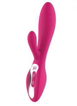Розовый вибратор с клиторальным отростком HONEY BUNNY, Dream Toys