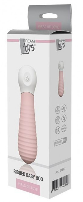 Розовый силиконовый мини-вибромассажер RIBBED BABY BOO - 12 см., Dream Toys Розовый силиконовый мини-вибромассажер RIBBED BABY BOO - 12 см., Dream Toys