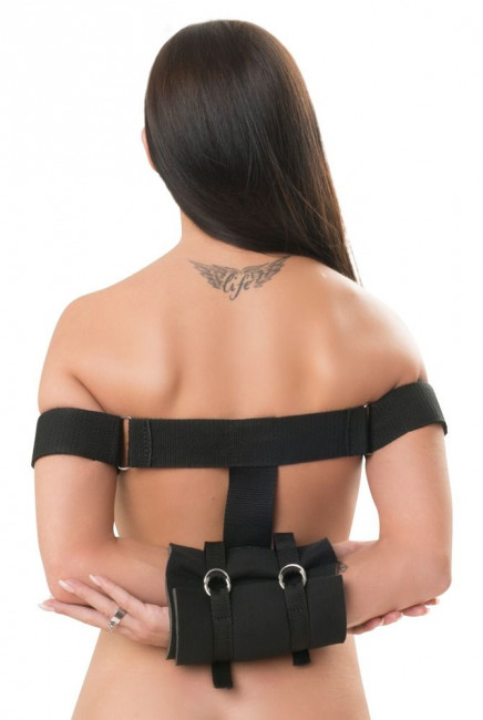 Черная сбруя на предплечья с фиксацией рук Torso Restraints, Orion