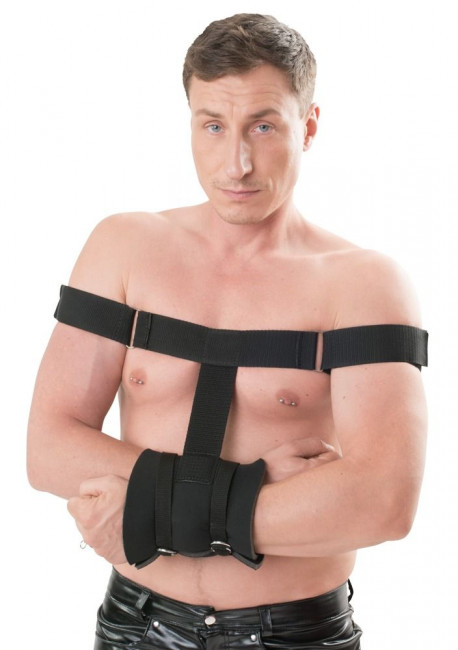 Черная сбруя на предплечья с фиксацией рук Torso Restraints, Orion