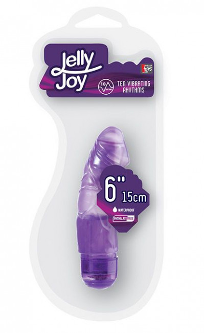 Фиолетовый вибромассажёр JELLY JOY 6INCH 10 RHYTHMS - 15 см., Dream Toys