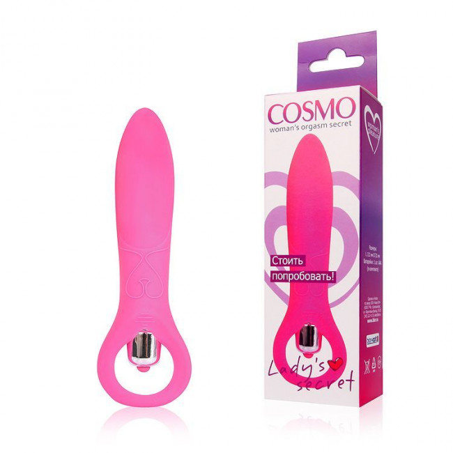 Розовый силиконовый массажер с колечком - 11,1 см., Bior toys