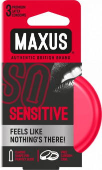 Ультратонкие презервативы в железном кейсе MAXUS Sensitive - 3 шт., Maxus