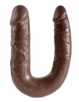 Коричневый U-образный фаллоимитатор U-Shaped Medium Double Trouble - 34,6 см., Pipedream