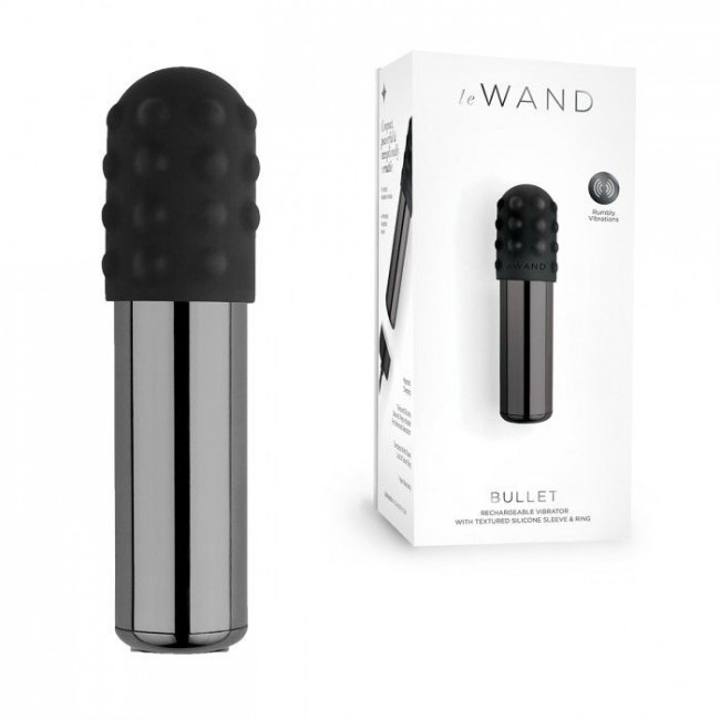 Черная вибропулька Le Wand Bullet с 2 нежными насадками, Le Wand Черная вибропулька Le Wand Bullet с 2 нежными насадками, Le Wand
