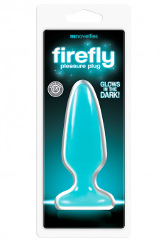 Голубая, светящаяся в темноте анальная пробка Firefly Pleasure Plug Medium - 12,7 см., NS Novelties