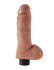 Кофейный вибромассажер со съёмной присоской 8" Vibrating Cock with Balls - 20,3 см.