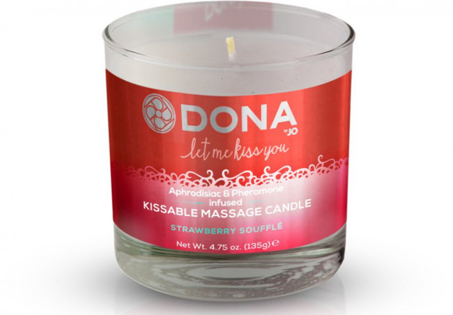 Массажная свеча DONA Strawberry Souffle с ароматом клубничного суфле - 135 гр., System JO Массажная свеча DONA Strawberry Souffle с ароматом клубничного суфле - 135 гр., System JO