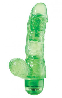Зелёный гелевый вибраторJELLY JOY 6INCH 10 RHYTHMS GREEN - 15 см., Dream Toys