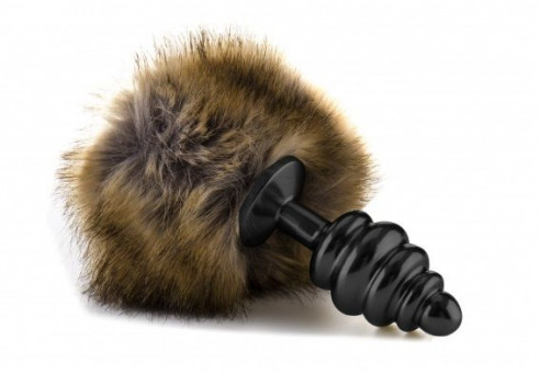 Чёрная анальная пробка с коричневым хвостиком Extra Feel Bunny Tail Buttplug, Shots Media BV