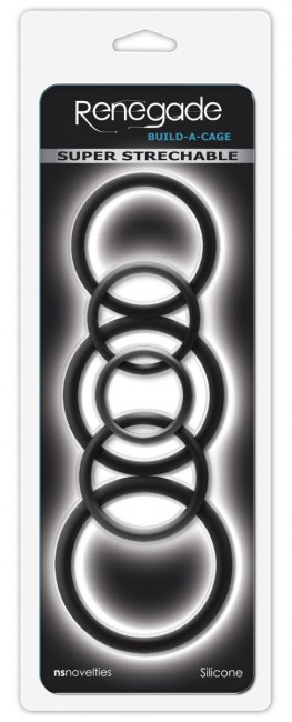Набор черных эрекционных колец  Build A Cage Rings, NS Novelties