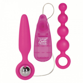 Набор розовых анальных стимуляторов с вибрацией Booty Vibro Kits, California Exotic Novelties