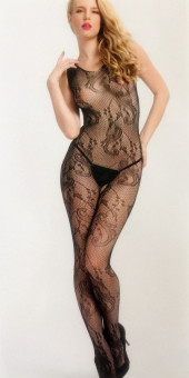 Комбинезон-сетка с красивым узором из веточек и интимным доступом, Dolce Piccante Lingerie
