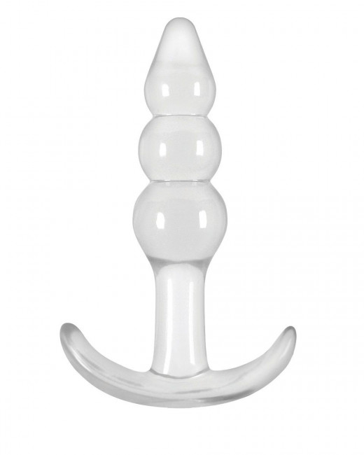 Прозрачная анальная пробка Jelly Rancher T-Plug Ripple - 11 см., NS Novelties