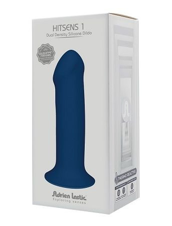 Синий фаллоимитатор двойной плотности Hitsens 1 - 17,7 см., Adrien Lastic