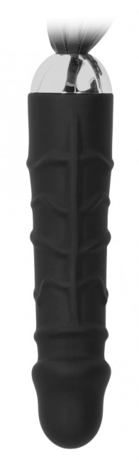 Черная плеть с рукоятью-фаллосом Whip with Realistic Silicone Dildo - 45,5 см.