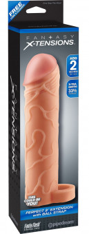 Телесная насадка с кольцом Perfect 2" Extension with Ball Strap - 19 см., Pipedream