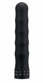 Водонепроницаемый чёрный вибромассажёр со стразами STUDDED GYRATING VIBE - 17,8 см., Seven Creations