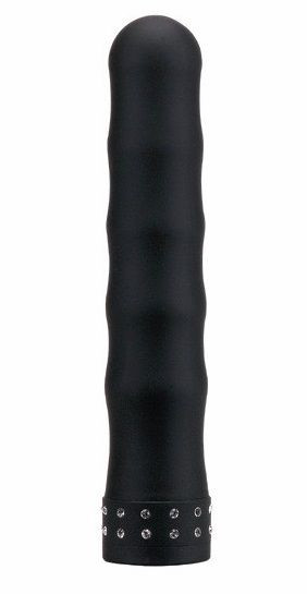 Водонепроницаемый чёрный вибромассажёр со стразами STUDDED GYRATING VIBE - 17,8 см., Seven Creations