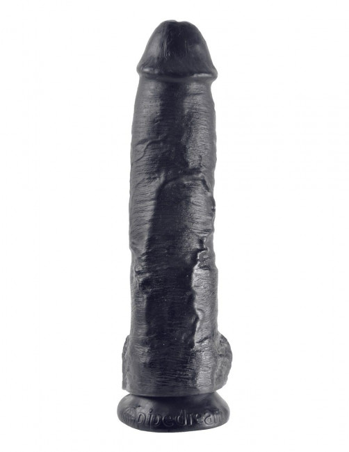 Реалистичный чёрный фаллоимитатор-гигант 10" Cock with Balls - 25,4 см., Pipedream