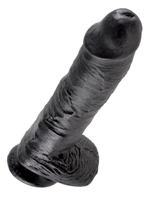 Реалистичный чёрный фаллоимитатор-гигант 10" Cock with Balls - 25,4 см., Pipedream